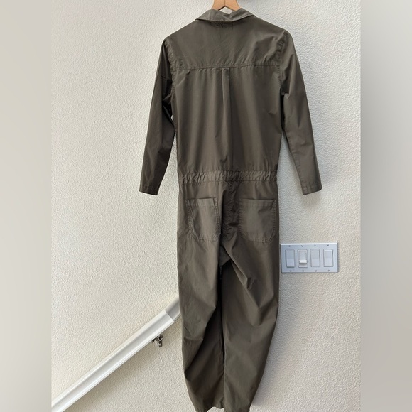 $273 VELVET BY GRAHAM & SPENCER Taylor Jumpsuit Long Sleeve Green Large Cotton - Picture 5 of 12